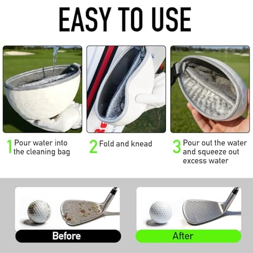 GAIARENA Golf Cleaning Bag Pouch Silicone Ball Washer Club Cleaner with Scrub and Wipe Cloth Gifts Ideas for Golfers On-course golf accessories White - Thumbnail 3