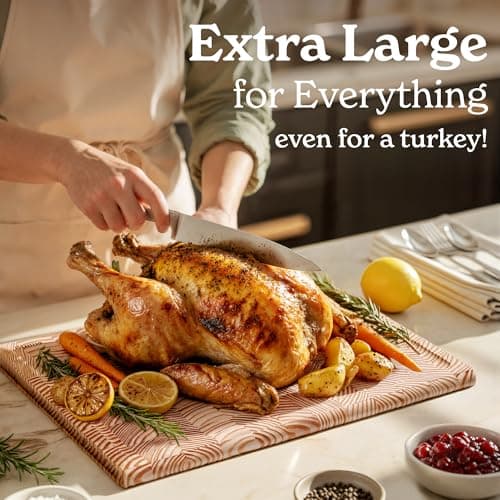 Smirly Non Toxic Larch Cutting Boards for Kitchen [1.2" Thickness][17"Extra Large] Cutting Chopping Board with Deep Juice Groove Heavy Duty & Easy Clean - Thumbnail 2