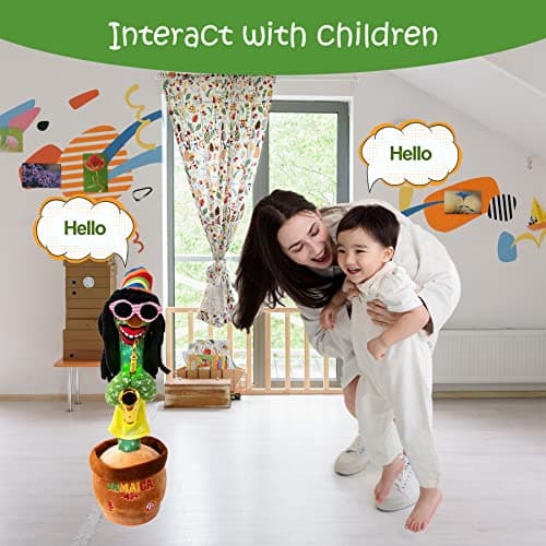 MIAODAM Dancing Cactus, Talking Plush Toy with Funny Style 270 Degree Rotation for for Baby Boys and Girls, Singing Baby Toy Repeats What You Say Colorful Glowing Singing Cactus Toy - Thumbnail 5