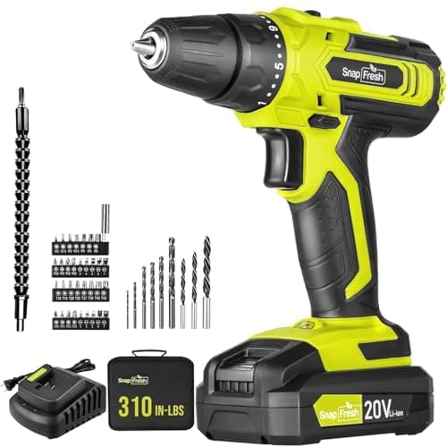 SnapFresh 20V Cordless Drill Set, 3/8" Power Drill with 2 Variable Speed, 21+1 Torque Setting, LED, 43pcs Drill Bits, Impact Driver Kit for Home,DIY-2.0Ah Battery & Fast Charger Included - Image 1