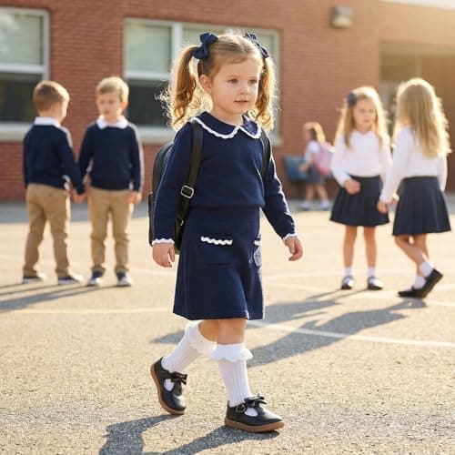STQ Toddler Girls Dress Shoes Wide Toe Box Mary Jane Flats Ballet Wedding School Uniform Flower Ballerina Baby First Walking 6-12 12-18 Months Babies Casual with Zero Drop Black Toddler Size 7 - Thumbnail 2