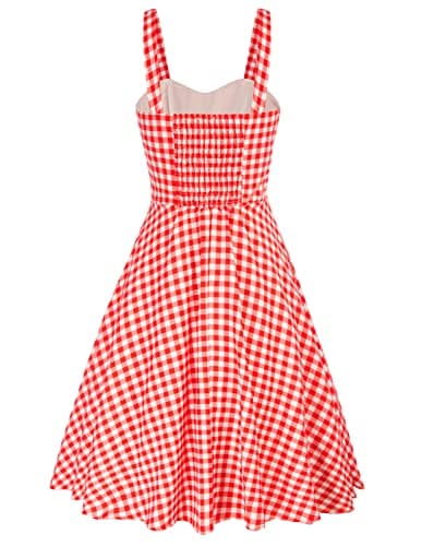 Belle Poque Red Gingham Dress Women 2026 Summer Spring Sleeveless Sundress Vintage Homecoming Graduation Dress Large - Thumbnail 4