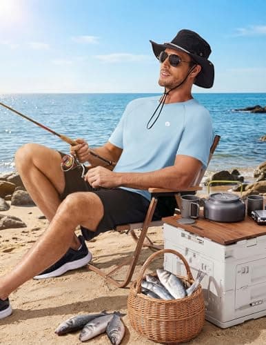 PINSPARK Men T Shirts UPF 50+ Lightweight Quick Dry Crew Neck Mens Short Sleeve Shirts Moisture Wicking Soft Casual Tees Tops L Arctic Blue - Thumbnail 6