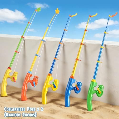 CozyBomB™ Magnetic Fishing Toy Pole 2 Pack for Replacement | No Fishes are Included, Bathtime Carnival for Toddler Education Teaching, Party Fishing Poles Rod Ocean Sea Animals Birthday Gift (X-Large) - Thumbnail 2