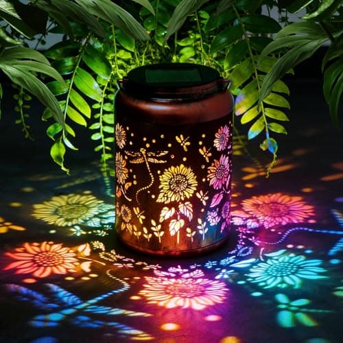 Solar Lanterns Outdoor Waterproof Dragonfly Garden Decor, Birthday Gifts for Women Mom Grandma Seniors, Metal Hanging Lanterns Decorative Colorful LED Lights for Lawn, Yard, Patio, Backyard, Porch - Image 1