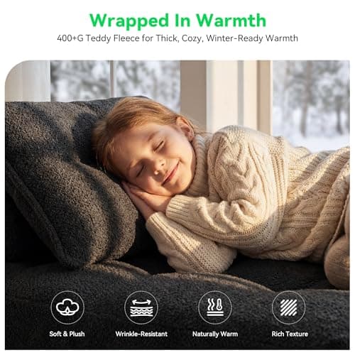 MONVANE Oversized Folding Sofa Bed, Fold Out Chair Bed with Pillow, Convertible Sleeper Chair for Living Room, Guest Room & Bedroom, 400+g Comfy Teddy Velvet Couch Bed for Adults & Kids, Black - Thumbnail 6