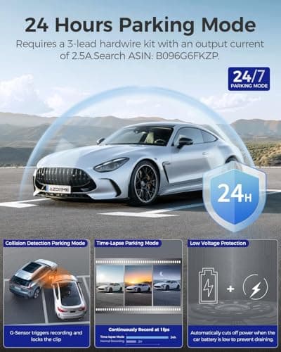 AZDOME V600 1080P Dual Dash Camera for Cars, 3'' Screen Dash Cam Front and Inside, Loop Recording, IR Night Vision Dashcam, G-Sensor, Car Dash Cam with 24/7 Parking Mode, Support 128GB (V600-2CH) - Thumbnail 5