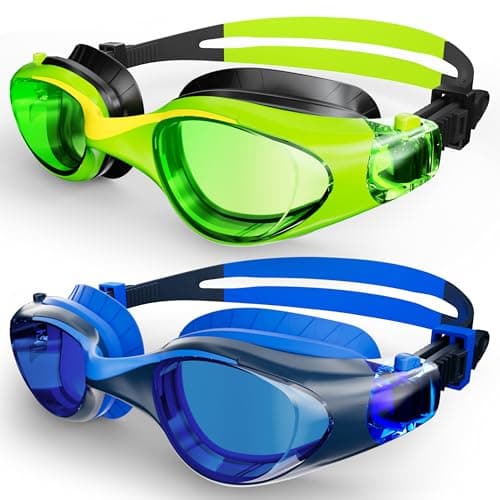 HIGAHY Swim Goggles for Kids 6-14, 2 Pack Anti-Fog UV Protection Clear Swimming Goggles, Leakproof Pool Swim Goggles for Boys Girls - Image 1