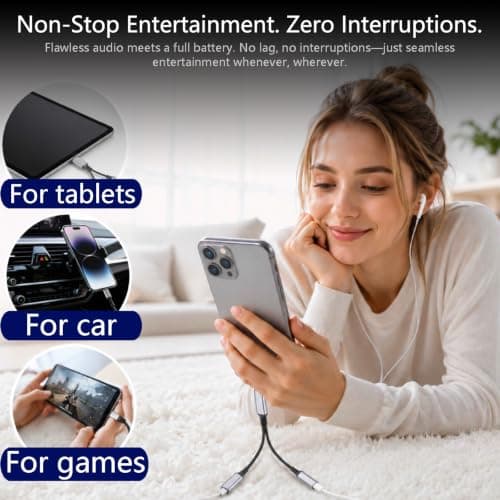 60W USB C Splitter 1 in 2 Out Type C Headphone Audio Charging Adapter Cable - Thumbnail 6