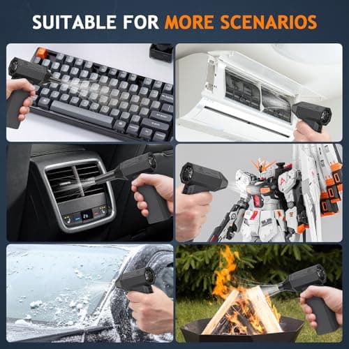 Compressed Air Duster - 180000RPM Powerful Electric Air Duster, 3 Gear Adjustable Cordless Air Blower, Rechargeable Dust Cleaner for Keyboard, Computer, Home, Outdoor, Car - Thumbnail 4