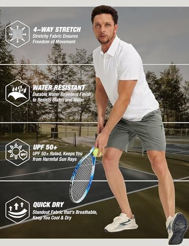 MOURCE Hiking Shorts Men Waterproof Lightweight - Breathable Quick Dry Mens Workout Cargo Shorts with Pockets, Sage Green - Thumbnail 5