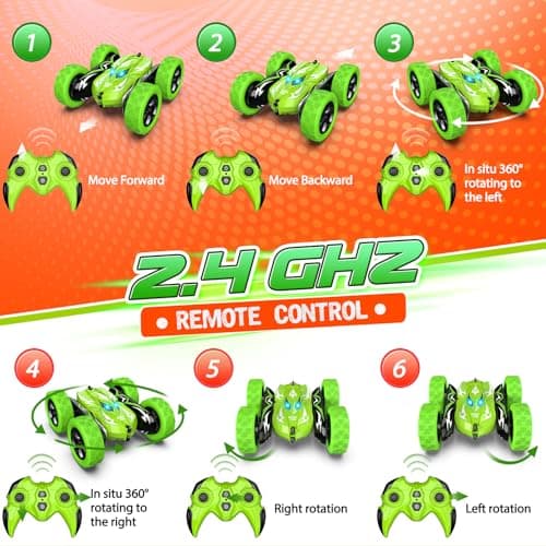 Excitobo Remote Control Car,RC Cars for 4 5 6 7 8 9 10 11 12 Year Old Boy Double Sided 360°Flip 4WD Rechargeable Drift RC Race Car Boys Toys Birthday Gifts Easter Basket Stuffers for Kids Age 4-12 - Thumbnail 6