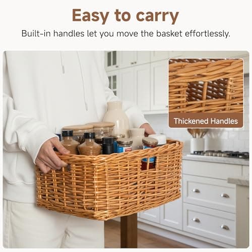 StorageWorks Pantry Baskets, Willow Storage Baskets for Organizing, Shelves, Pantry Organizers and Storage, Brown, 15"L x 11"W x 6 ¾"H - Thumbnail 3