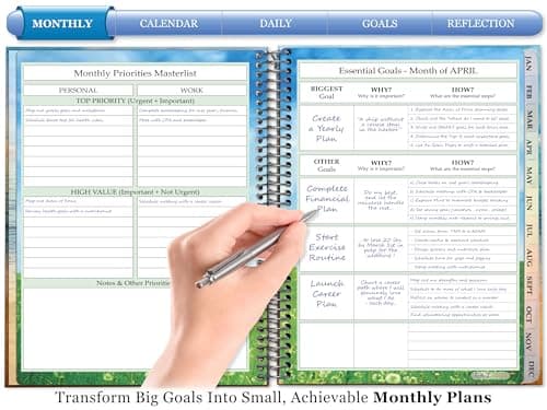 Tools4Wisdom Planner 2026-2027 - Dated April 2026-2027 June - Weekly Monthly Daily Academic Year Calendar with Stickers, Tabs, Pocket & Thick Paper - Spiral Bound 8.5x11 Hardcover - A6J7 - Zen Sunrise w Quote - Thumbnail 2