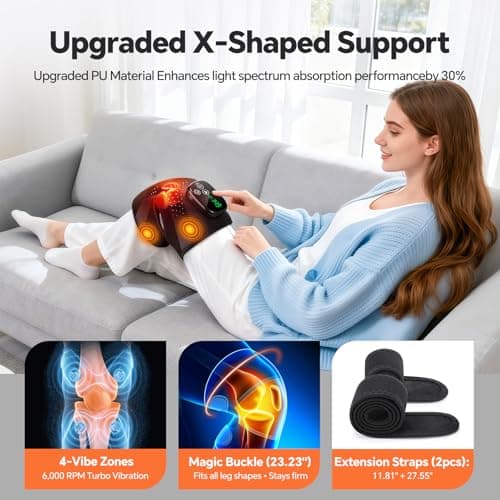 Cordless Knee Massager, 3-in-1 Knee Heating Pad with Massage, Heating Pad for Knee Elbow Shoulder Pain Relief, Rechargeable Heated Knee Brace Wrap for Arthritis/Joint Stiff/Muscle Strain - Thumbnail 6