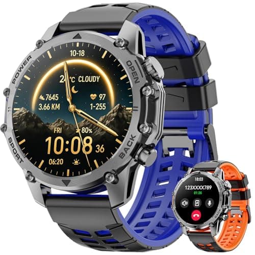 Hwagol Smart Watches for Men (Call/Notification),1.52''HD Military Smart Watch with Heart Rate/Sleep Monitor/Pedometer for Android and iOS,DIY Design Fitness Tracker,1 Pack with 2-Piece Look Set - Image 1