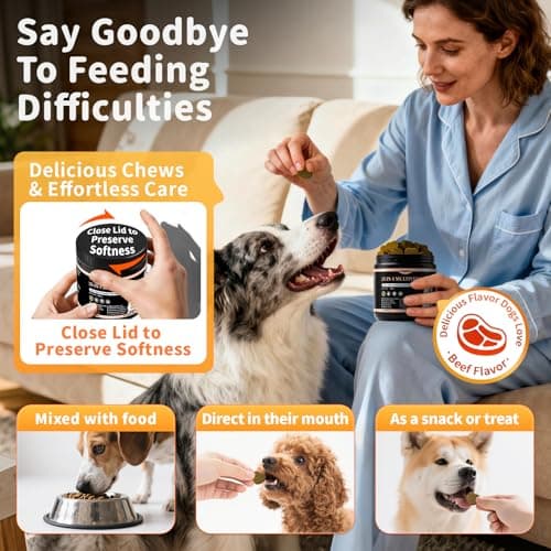 POPPAW 25-in-1 Dog Multivitamin Chews – All-in-One Daily Vitamins & Supplements for Dogs, Joint Support with Glucosamine MSM, Omega-3 Skin & Coat, Gut, Heart & Brain, All Breeds & Ages, Beef, 90Ct - Thumbnail 6