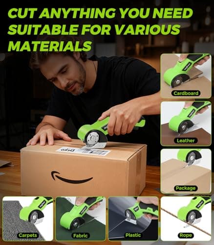 Cardboard Cutter - Rechargeable Cordless Electric Scissors, 4V Duty Electric Box Cutter for Cardboard, Safety Lock & LED Light, Powerful Cutting for Carton Carpet Plastic Fabric Leather - Thumbnail 6