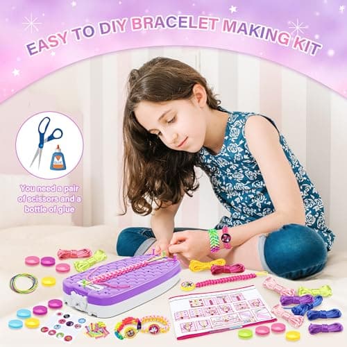Dpai Friendship Bracelet Making Kit for Girls,DIY Arts and Crafts Toys,Jewelry String Maker Kit,The Best Birthday Gifts Ideas for Girls 6 7 8 9 10 11 12+ Years Old（Purple） - Thumbnail 6