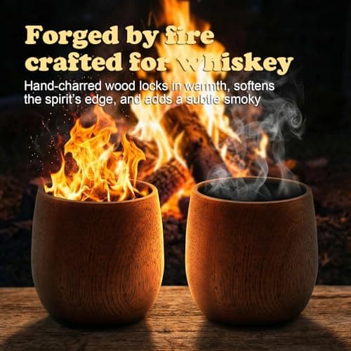 Shugahn Charred Wooden Whiskey Glasses 2-Pack | Handcrafted Old Fashioned Tumbler | Premium Gift for Men & Whiskey Lovers - Thumbnail 4