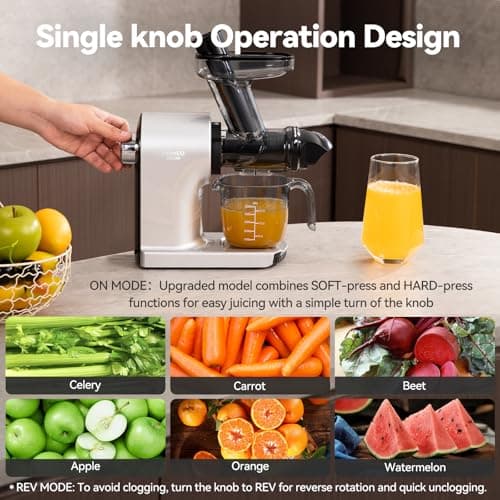 Juicer Machines,ORMEO HOME Cold Press Slow Masticating Juicers with 3.60"Large Feed Chute For Vegetable and Fruit,Easy to Clean,Quiet Motor,BPA-Free,High Juice Yield(Updated) - Thumbnail 4