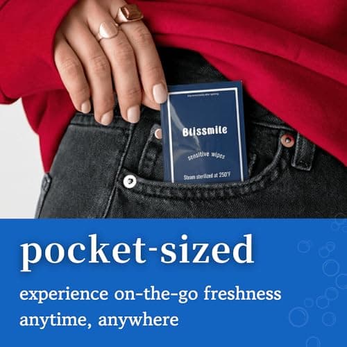 blissmile 100% Water & Cotton Wet Wipes Travel Size - Individually Wrapped - Fragrance & Preservative-Free for Baby, Women & Sensitive Skin - Gentle Hand, Face, Body & Feminine Care - 110 Count - Thumbnail 3