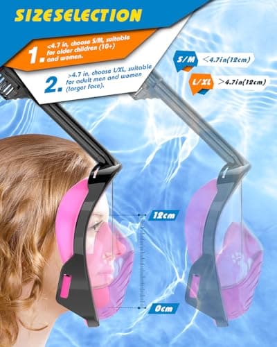 QingSong Full Face Snorkel Mask for Adults, Snorkeling Gear with Camera Mount, 180 Degree Panoramic View Snorkel Set Anti-Fog Anti-Leak - Thumbnail 3