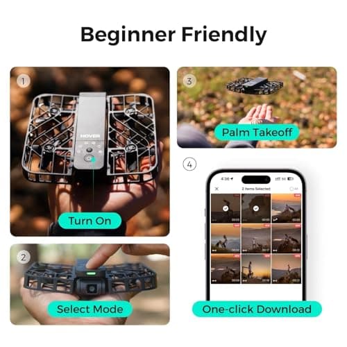 HOVERAir X1 Drone with Camera, Self-Flying Camera Drone with Follow Me Mode, Foldable Mini Drone with HDR Video Capture, Palm Takeoff, Intelligent Flight Paths, Hands-Free Control Black (Combo) - Thumbnail 4