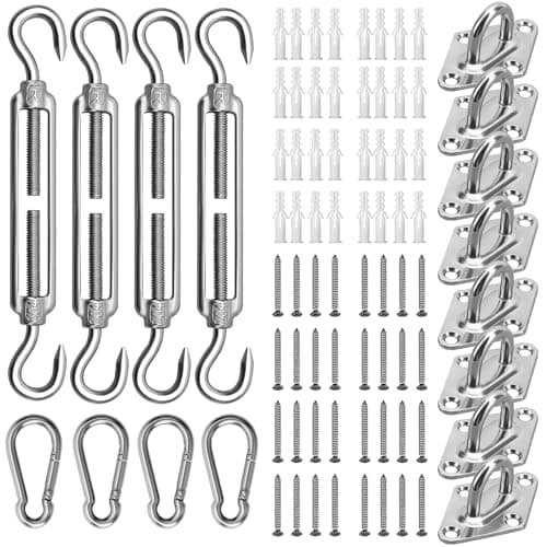 Morzejar Sun Shade Sail Hardware Kit 80pcs - 304 Stainless Steel Sunshades Canopy Installation Kit for Install Rectangle & Triangle Shade Sails Deck Garden Lawn Patio Outdoor Metal Sail Shade Hardware - Image 1