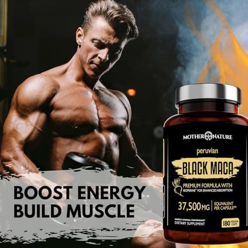Black Maca Root 50:1 Extract 37,500mg – 180 Capsules Organic Peruvian Maca Peruana Supplement for Men | High Potency Energy, Mood & Performance Support | Vegan, Non-GMO - Thumbnail 5