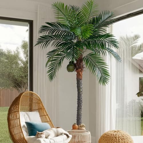 Bailikang Artificial Phoenix Palm Tree 7.2ft Tall - Fake Large Tropical Tree with Adjustable Leaves, Realistic Faux Sago Palm for Indoor Outdoor Decor, Patio, Poolside, Yard, Living Room, Office - Thumbnail 2