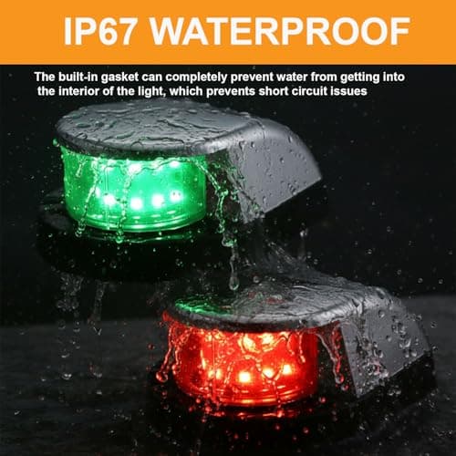 Boat Navigation Lights, Navigation Lighting for Boats LED, IP67 Waterproof Boat Lights Bow and Stern, Rust-Resistant, Ideal for Pontoon, Skiff, Small Boats, and Yacht(2PCS Silver, Red and Green) - Thumbnail 3