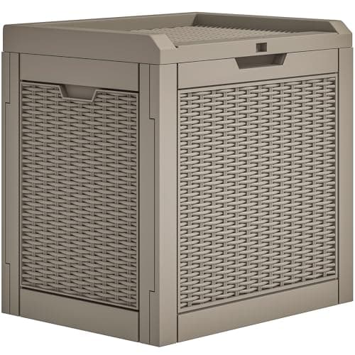 YITAHOME 32 Gallon Deck Box, Resin Storage with Lockable Lid & Side Handles, Indoor Outdoor Small Container for Patio Cushion, Garden Pool Accessories, Backyard Furniture, Water Resistant - Image 1