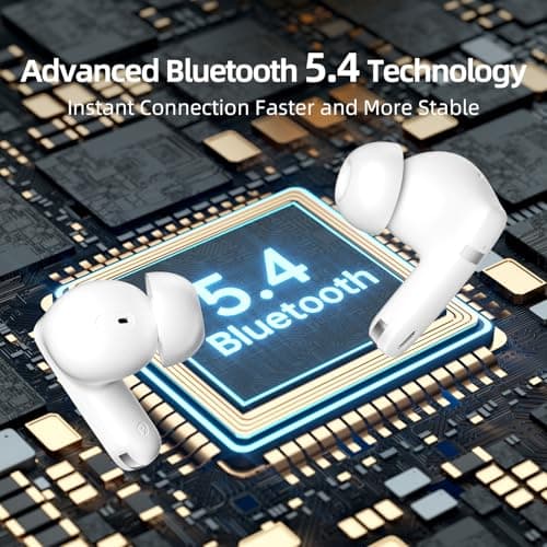 ATHONGL Wireless Earbuds, 100H Bluetooth 5.4 Headphones, ENC+ ANC Noise Cancelling Touch Control True Wireless Bluetooth Ear Buds,Stereo Deep Bass Bluetooth Headset for Sports/Workout/Gym(White) - Thumbnail 5