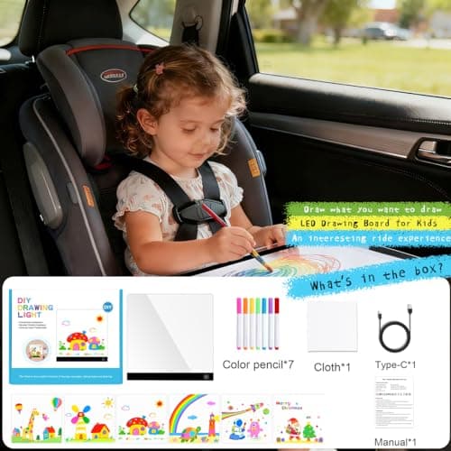 Lumiboard Light up Drawing Board for Kids Christmas Gifts, Acrylic Dry Erase Boards with Light, for Girls Teens Sketching Gift, with 4 Modes 7 Color Pens 6 Style Pictures - Thumbnail 2
