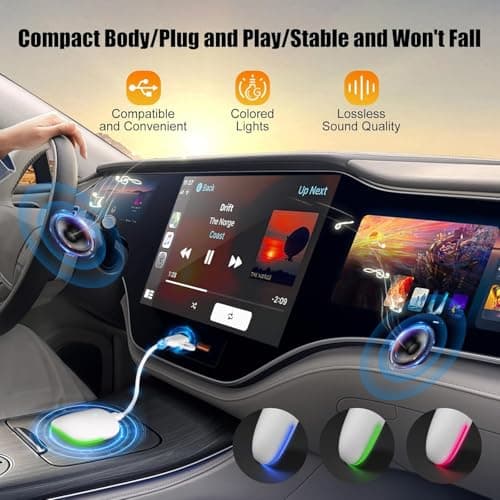 KEROLFFU 2in1 Wireless Carplay Adapter for iPhone Android,Plug n Play Easy Setup Automatic Reconnect,Convert Wired to Wireless Bluetooth Carplay Adapter Dongle (USB A/C) 02w - Thumbnail 2