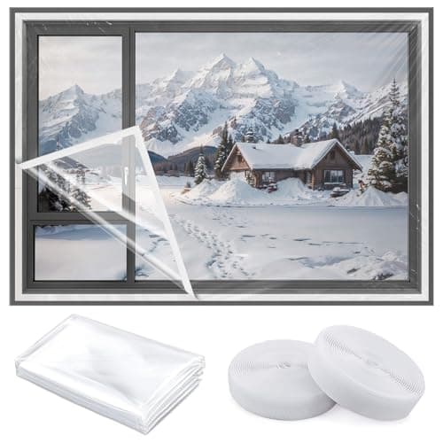 Adjustable Window Insulation Kit 63x87in Reusable Window Plastic for Winterizing Cuttable Transparent Film with Adhesive Straps Thicken Thermal Waterproof Insulation Cover Warm Winter - Image 1