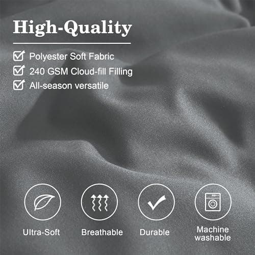 Monbix California King Size Comforter Set - 7 Pieces Bed in a Bag California King, Grey Bedding Sets with Comforter, All Seasons Comforter Bed Set with Sheets, Pillowcases & Shams - Thumbnail 5