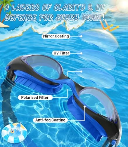 HIGAHY Swim Goggles for Kids 6-14, 2 Pack Anti-Fog UV Protection Clear Swimming Goggles, Leakproof Pool Swim Goggles for Boys Girls - Thumbnail 5