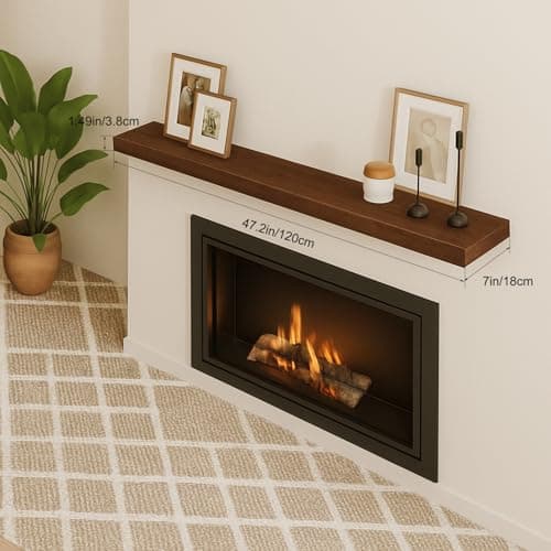 Mifurn Floating Shelves for Wall, Bathroom Shelves Over Toilet, Wall Shelves & Book Shelf for Room, Hanging Shelf, Modern Wooden Mounted Floating Shelves, 48x7x1.5 in (Walnut-Like, Set of 1) - Thumbnail 2