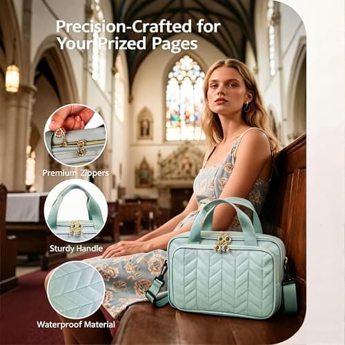 Eternatastic Bible Cover Case for Women, Large Bible Bag with Shoulder Strap,Bible Study Ideal Christian Gifts for Women - Thumbnail 3