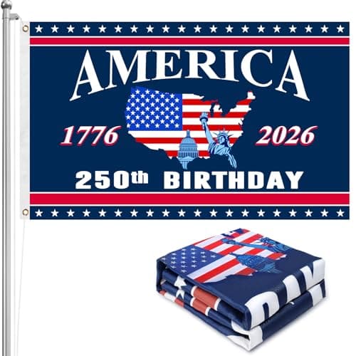 250 Anniversary USA Flag - 3x5 Ft Double Sided 3 Layers Patriotic Flags - 4th of July Decorations Independence Day 250th Anniversary American Flag for Indoor Outdoor Decoration