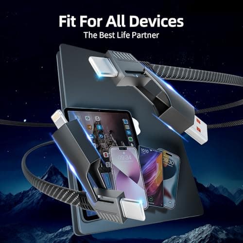 4 in 1 Charging Cable Fast Charging 65W, USB C Cable 4-in-1 USB Multi Charging Cable with E-Mark Chip, Multiple iPhone Charger Cord for iPhone 16/15/14/13 Series/Pad/Android/Tablets and More(4FT) - Thumbnail 5