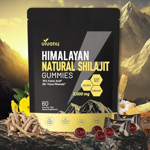 Shilajit* Gummies,Pure Himalayan* micronutrient Supplement, Himalayan Premium Ingredient with Shilajit, Ashwagandha, Gokshura, Fulvic Acid & 85+ Trace Minerals I for Men & Women (3000MG/1 Bag)