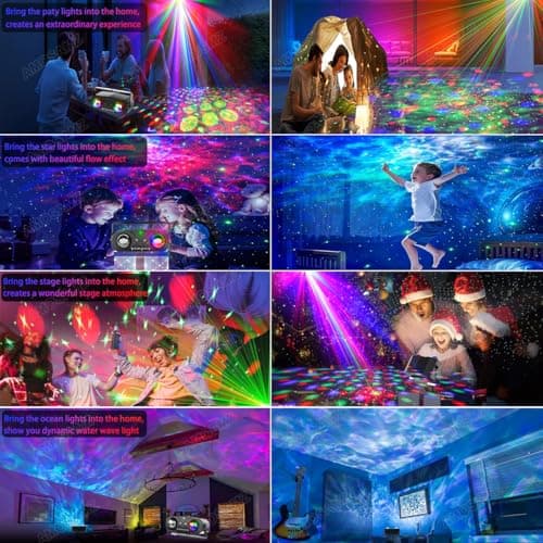 Disco Lights Disco Ball, Sound Activated Party Light with Roating Disco Ball,Star Projector,Ocean Light and Laser Lights for Party DJ KTV Club Wedding Festivals Stage Dancing Christmas - Thumbnail 2