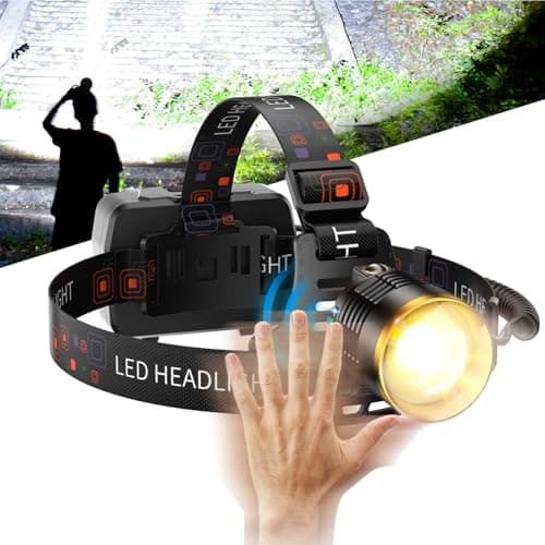 SKYFIRE 3000 Lumens Headlamp Rechargeable, LED Headlamp High Lumens with Motion Sensor, 7500mAh Battery Waterproof Head Light for Adults, 13 Modes Zoomable Headlamp for Camping Hunting Running Cycling