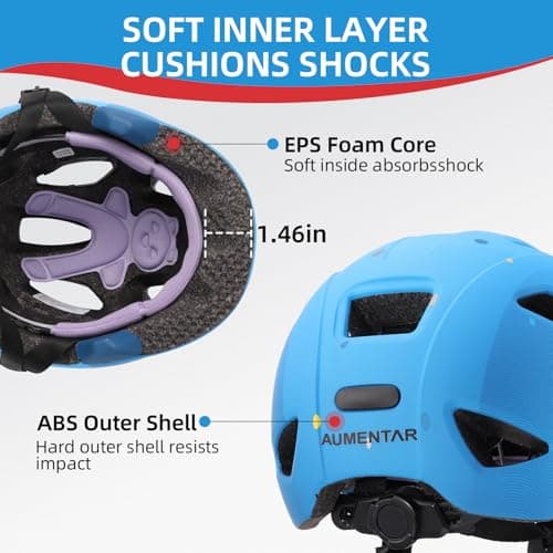 AUMENTAR Kids Bike Helmet with Built-in Sun Visor - 360° Adjustable Youth & Toddler Safety Gear for Cycling, Skating & Scooters - 3 Sizes for Ages 1-2-3-5-8-14 Years Child Infant Boys Girls XS - Thumbnail 3