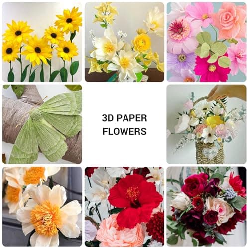 Heavy Crepe Paper for Flower Making, DIY Crafts | Italian-Quality Crepe Paper with 300% Stretch | Papel Crepe de Colores Paquete - Thumbnail 5