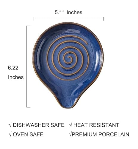6-Inch Ceramic Spoon Rest - Heat Resistant, Non-Slip for Kitchen Utensils, Spoon Holder Stovetop, Dishwasher Safe - Elegant Spiral Design Black, Housewarming Gift - Thumbnail 4
