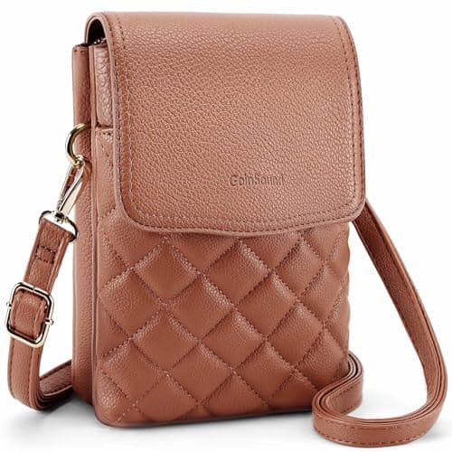 Goinsound RFID Small Crossbody Bags for Women Quilted Cell Phone Purse with RFID Blocking Credit Card Slots Brown - Image 1